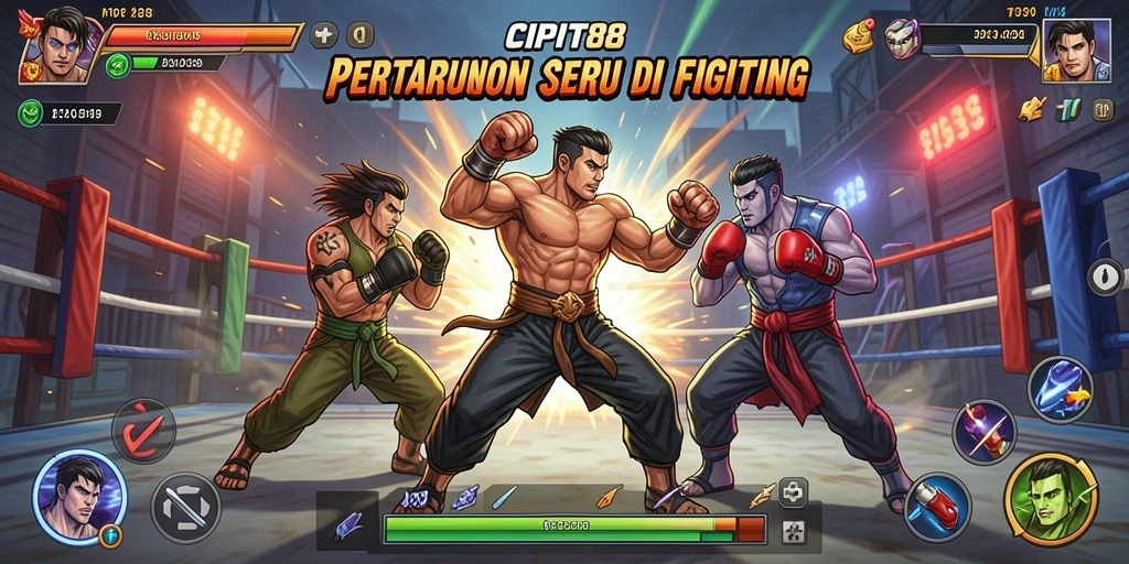 Tampilan aksi seru dalam gameplay <strong>CIPIT88</strong> di arena pertarungan.