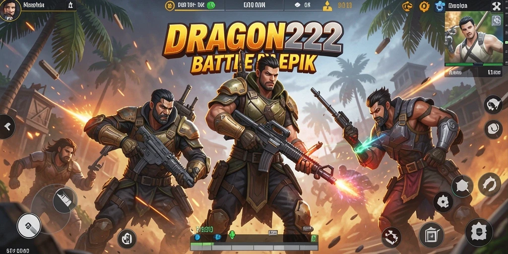 Tangkapan layar gameplay DRAGON222 menampilkan pertempuran seru di arena Battle Royale.