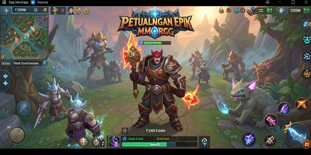 Screenshot menampilkan aksi seru dalam gameplay MMORPG F200M.