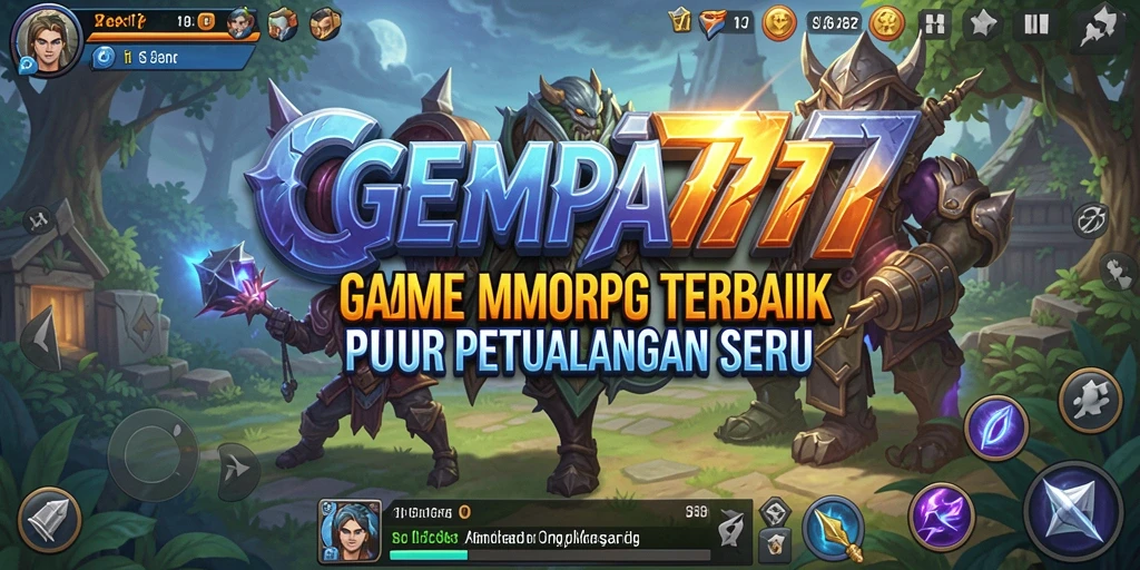 Tangkapan layar utama GEMPA777 menampilkan pertempuran seru antara pemain dan monster.