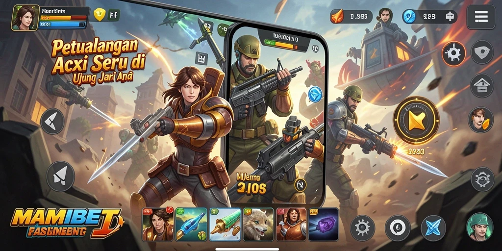 Screenshot menunjukkan aksi menegangkan dalam gameplay MAMIBET.