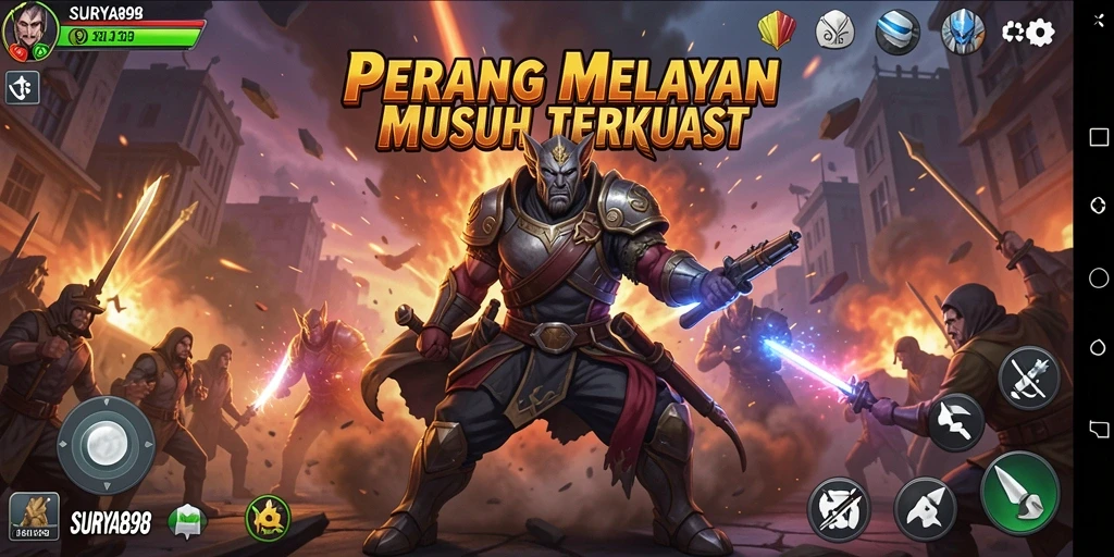 Tampilan pertarungan seru dalam SURYA898 dengan efek visual yang mengesankan.
