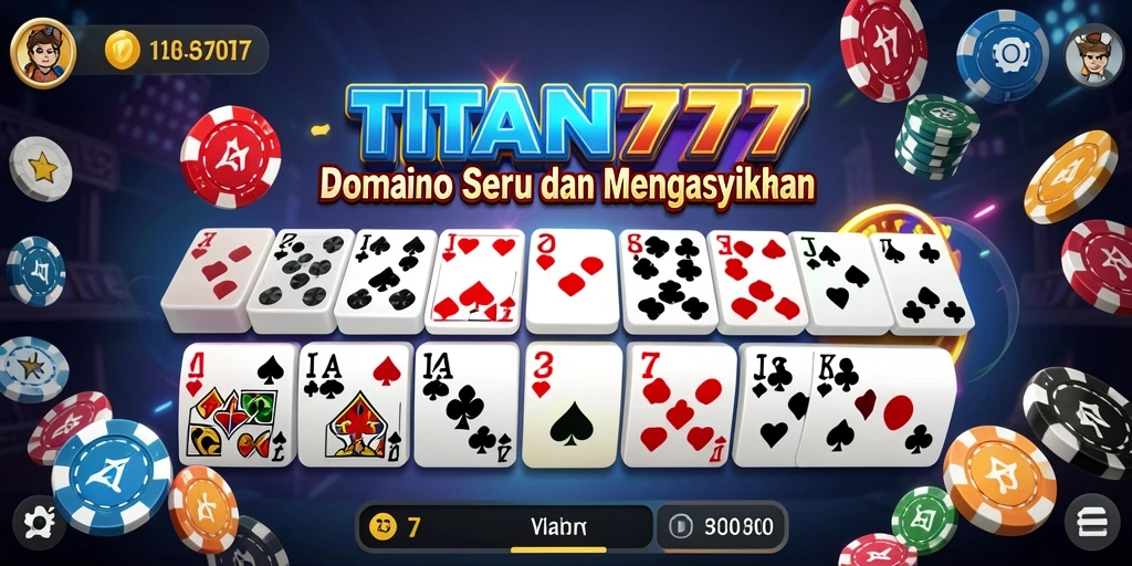 Tampilan seru gameplay saat bermain domino di TITAN777.
